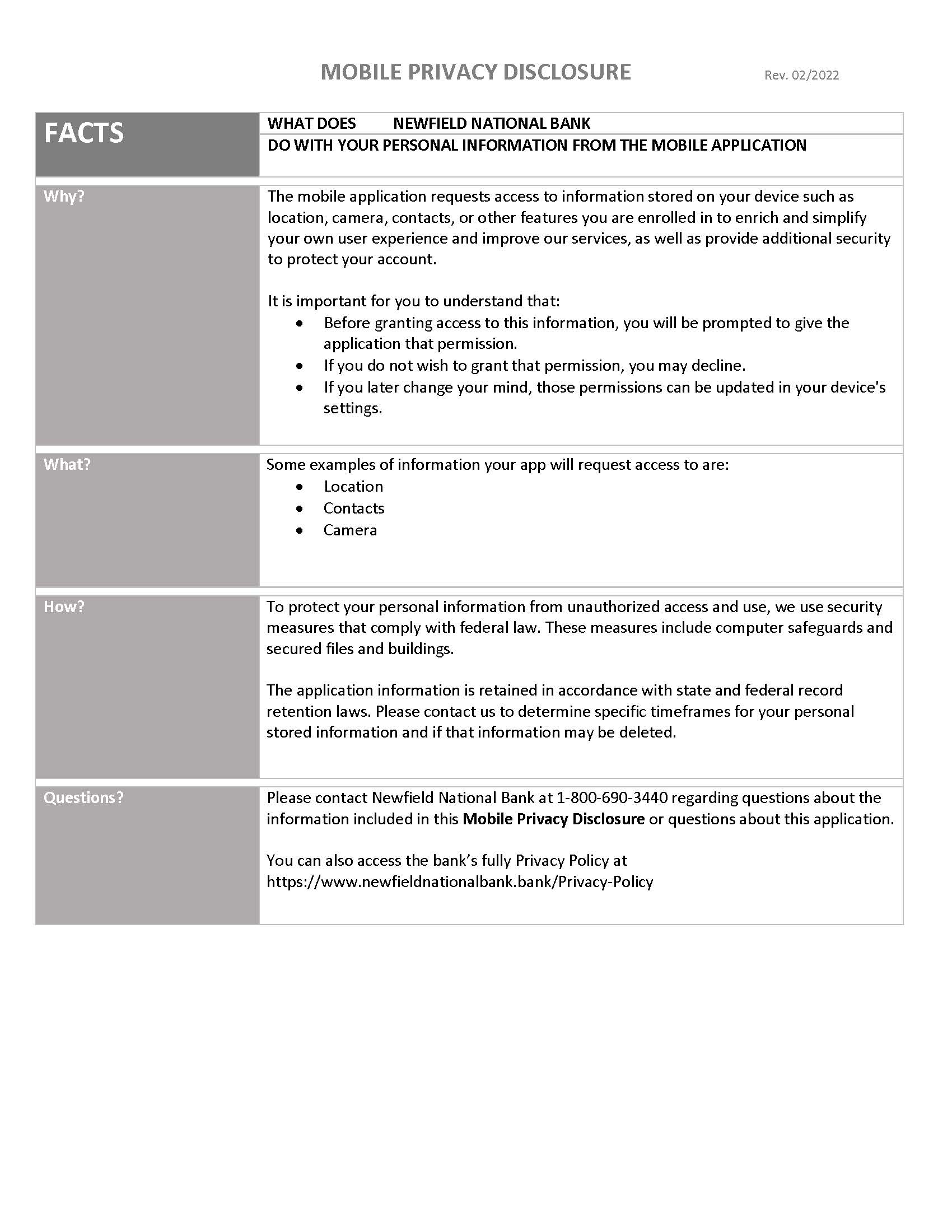 Digital One Mobile Privacy Template